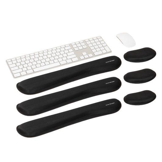 Mind Reader Ergonomic Keyboard and Mouse Wrist Rest Set, Gaming Accessory, Memory Foam, 16.75"L x 3"W x 0.75"H, Black