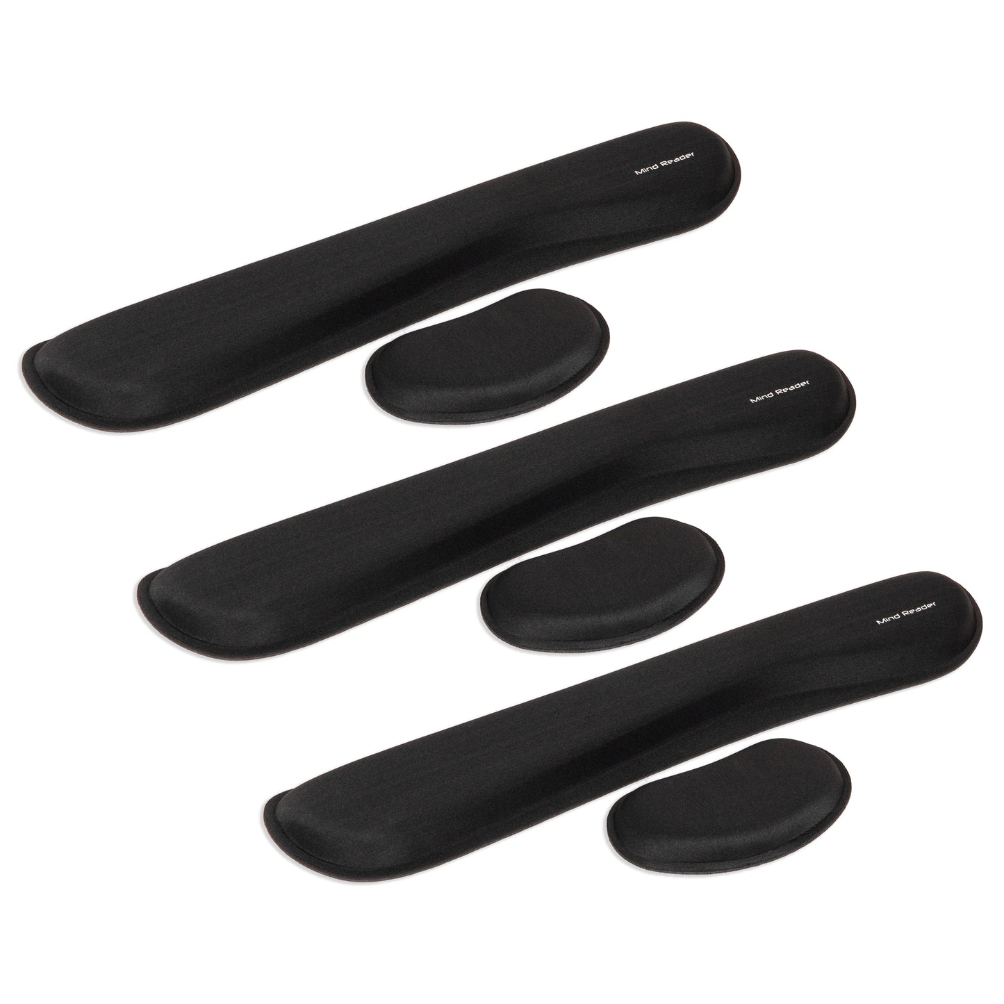 Mind Reader Ergonomic Keyboard and Mouse Wrist Rest Set, Gaming Accessory, Memory Foam, 16.75"L x 3"W x 0.75"H, Black