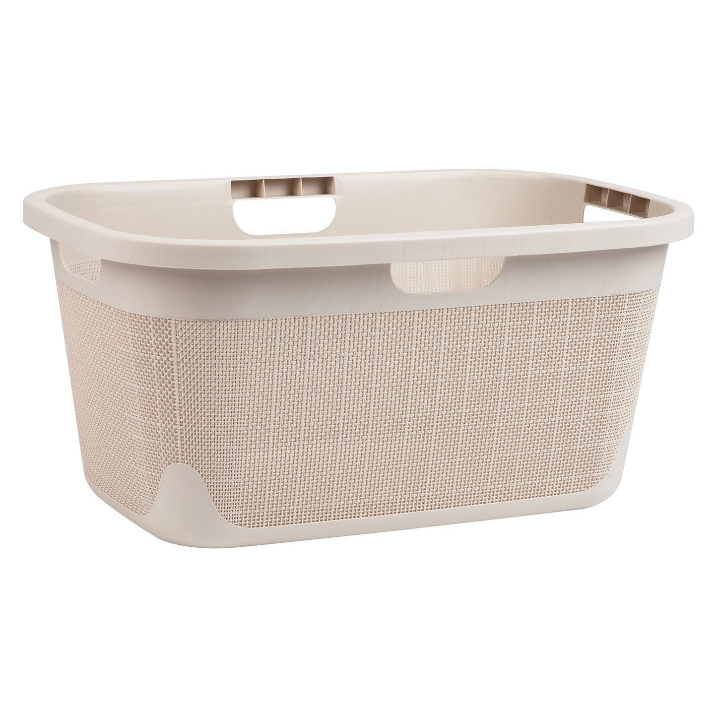 Mind Reader 40L Laundry Basket, Clothes Hamper, Linen Design, Plastic, 23.25”L x 15.25”W x 11”H