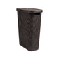 Mind Reader Slim Laundry Hamper with Lid, 40L Clothes Basket, Premium Wicker Design, Plastic