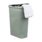 Mind Reader Slim Laundry Hamper with Lid, 40L Clothes Basket, Premium Wicker Design, Plastic