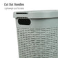 Mind Reader 40L Slim Laundry Hamper, Clothes Basket, Lid, Wicker Design, Plastic, 18"L x 10.4"W x 23.5"H