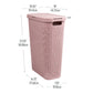 Mind Reader Slim Laundry Hamper with Lid, 40L Clothes Basket, Premium Wicker Design, Plastic
