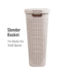Mind Reader Slim Laundry Hamper with Lid, 40L Clothes Basket, Premium Wicker Design, Plastic