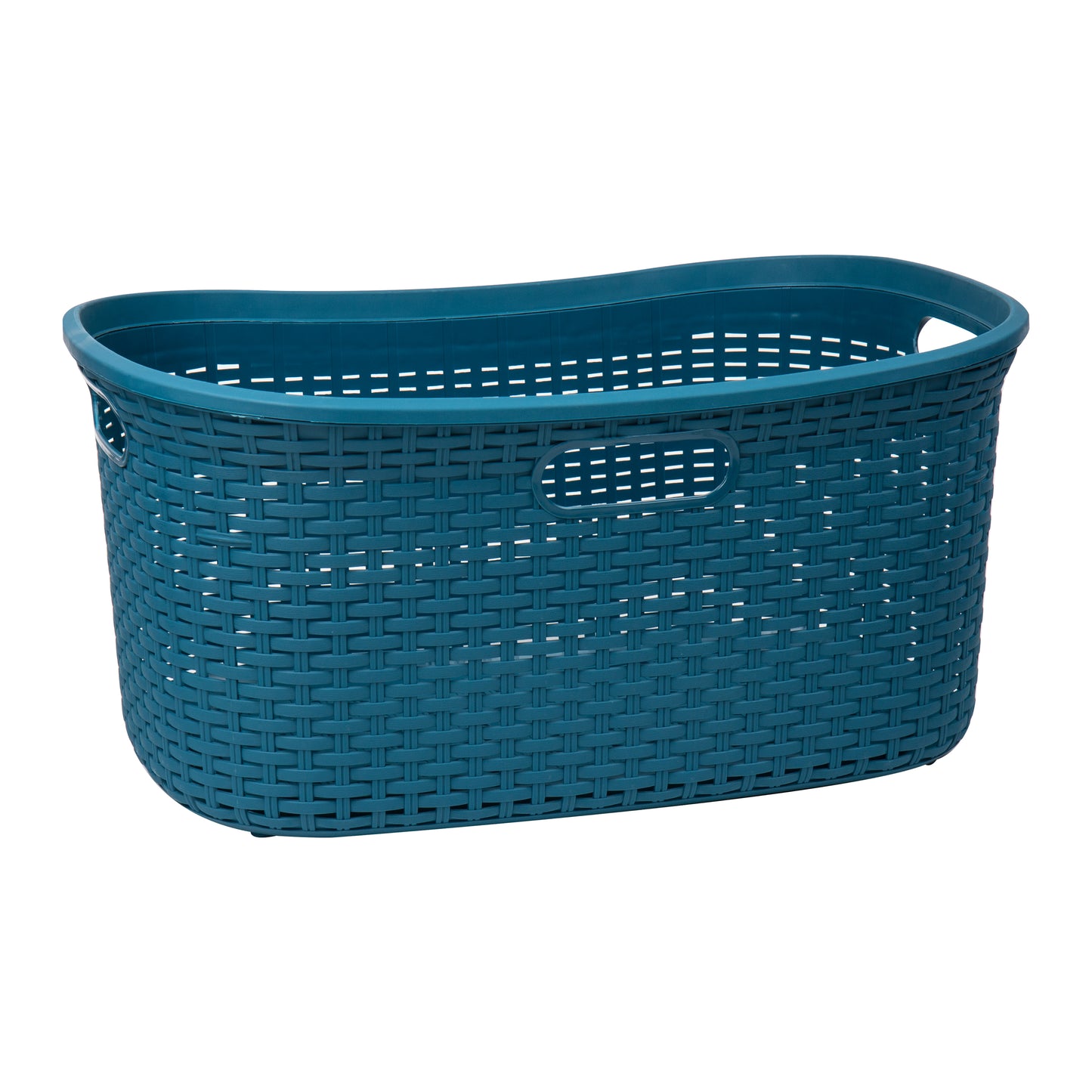 Mind Reader 40L Laundry Basket, Clothes Hamper, Wicker Design, Plastic, 23"L x 14.5"W x 11"H