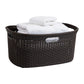 Mind Reader 40L Laundry Basket, Clothes Hamper, Wicker Design, Plastic, 23"L x 14.5"W x 11"H