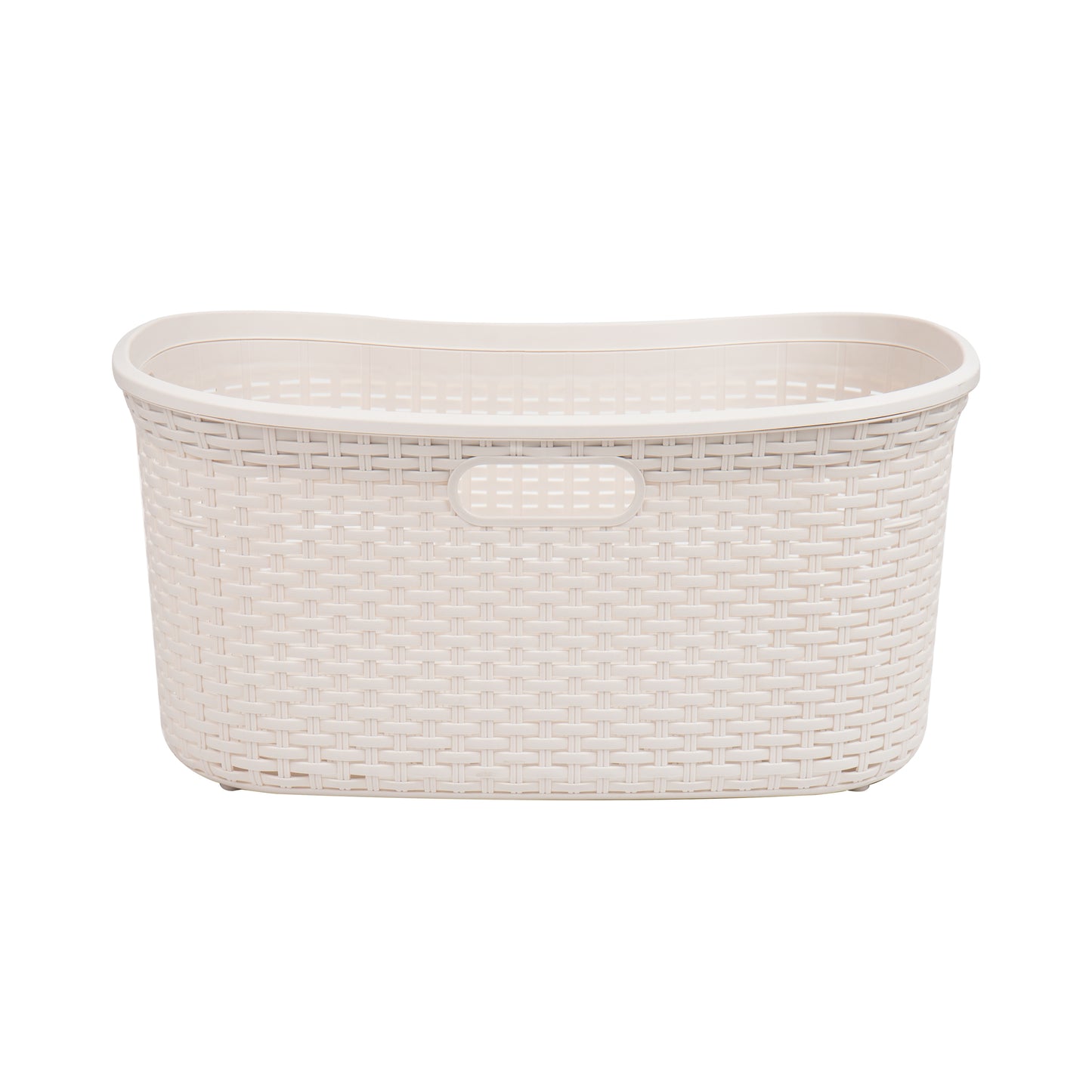 Mind Reader 40L Laundry Basket, Clothes Hamper, Wicker Design, Plastic, 23"L x 14.5"W x 11"H