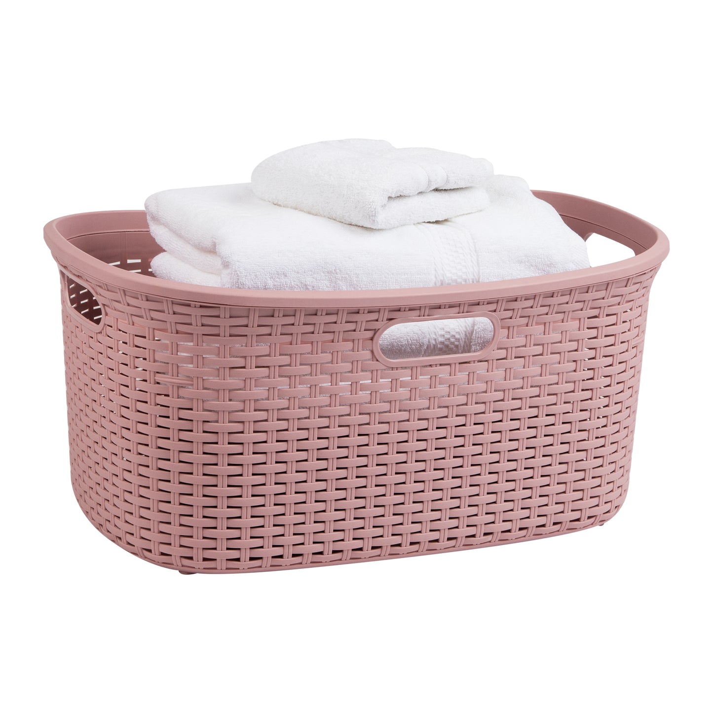 Mind Reader 40L Laundry Basket, Clothes Hamper, Wicker Design, Plastic, 23"L x 14.5"W x 11"H