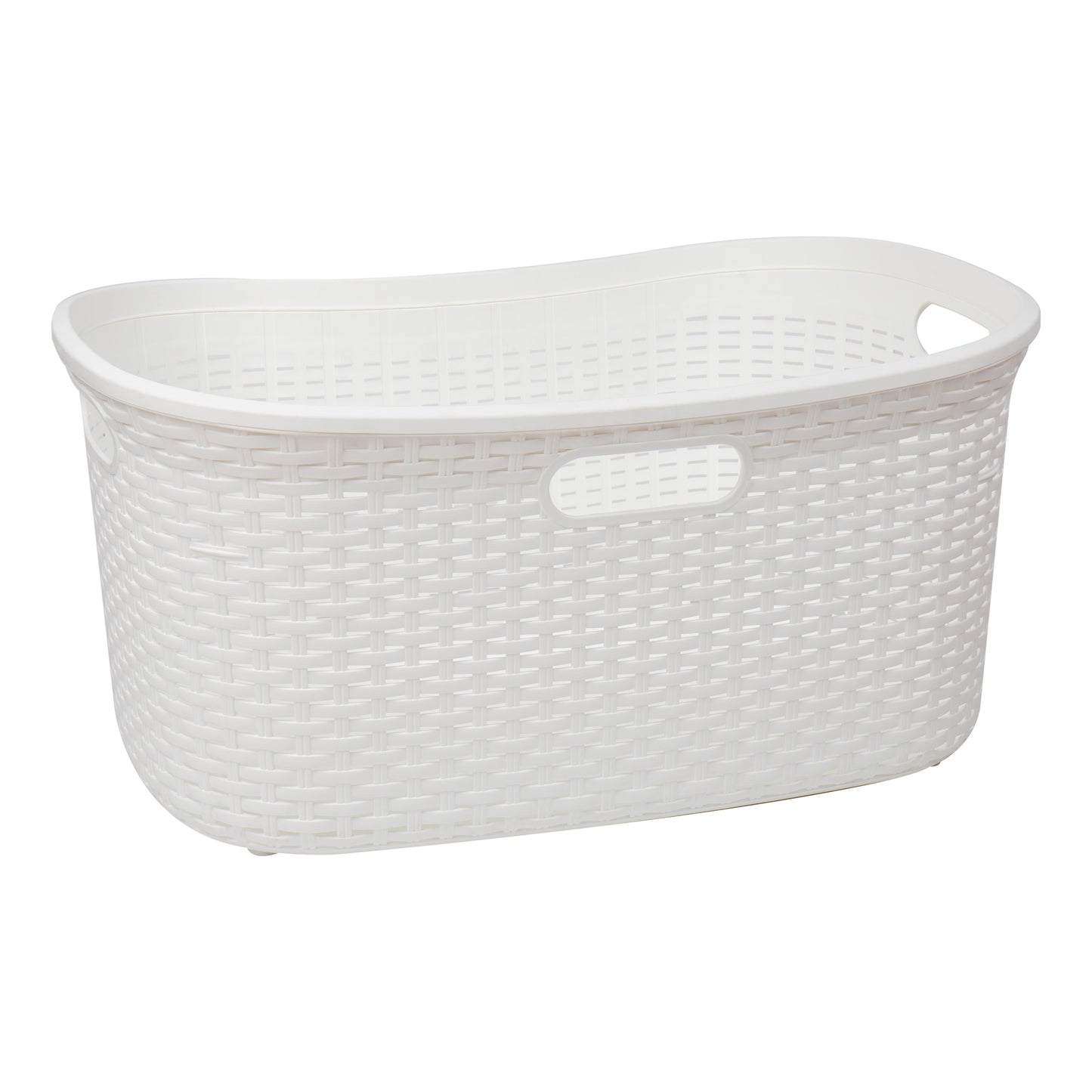 Mind Reader 40L Laundry Basket, Clothes Hamper, Wicker Design, Plastic, 23"L x 14.5"W x 11"H