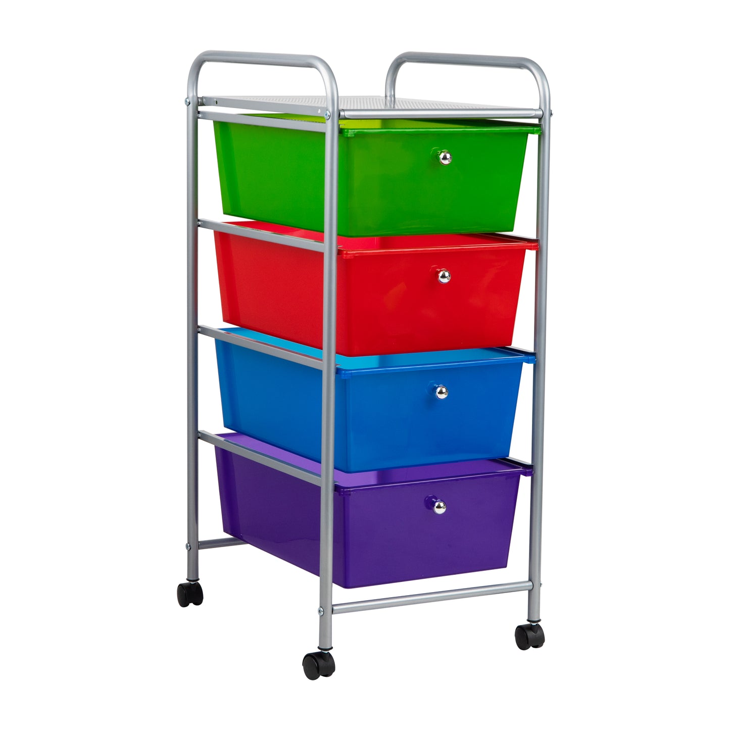 Mind Reader Rolling Cart with Drawers, Utility Cart, Craft Storage, Kitchen, Metal, 12.75"L x 15.25"W x 30"H, Multi-color