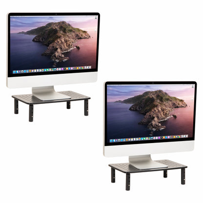 Mind Reader Monitor Stand, Height Adjustable, Ventilated Laptop Riser, Office, Metal, Black