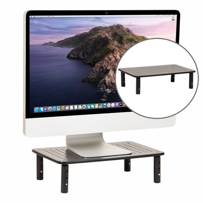 Mind Reader Monitor Stand, Height Adjustable, Ventilated Laptop Riser, Office, Metal, Black