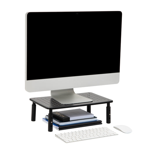 Mind Reader Monitor Stand, Height Adjustable, Ventilated Laptop Riser, Office, Metal, 14.5"L x 9.25"W x 4-5.5"H, Black