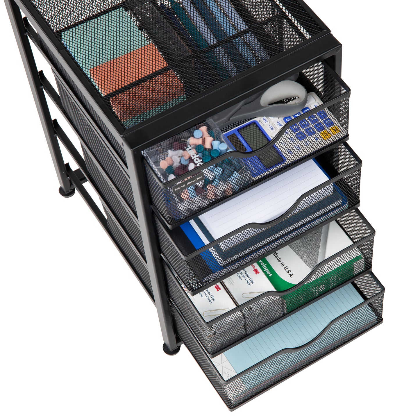 Mind Reader File Storage Drawers, Desktop Organizer, File Storage, Office, Metal Mesh, 10.25"L x 12.375"W x 16"H, Black