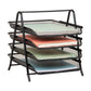 Mind Reader 4-Tier Paper Tray, Desktop Organizer, File Storage, Workspace, Office, Metal Mesh, 11.75"L x 13.75"W x 12.5"H