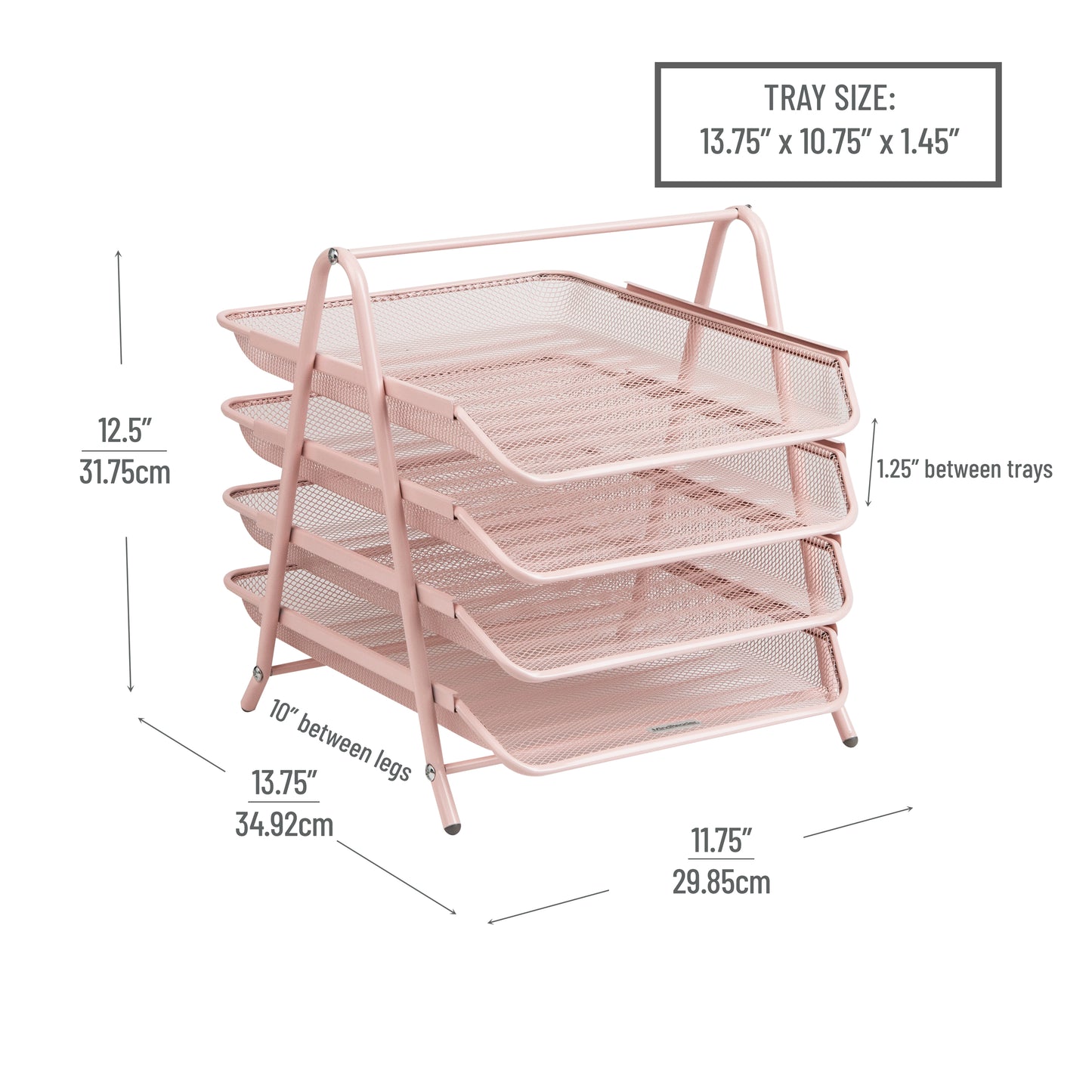 Mind Reader 4-Tier Paper Tray, Desktop Organizer, File Storage, Workspace, Office, Metal Mesh, 11.75"L x 13.75"W x 12.5"H