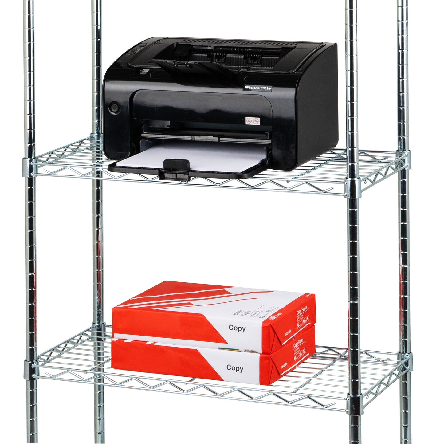 Mind Reader Alloy Collection, Adjustable, 4-Tier Industrial Storage Shelves, Metal, 23.5"L x 11.75"W x 48"H, Silver