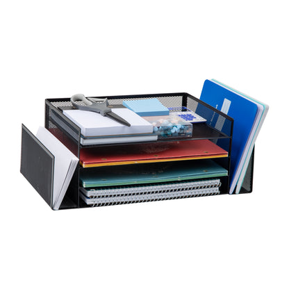 Mind Reader Desktop Organizer, File Storage, Paper Tray, Workspace, Office, Metal Mesh, 16.75"L x 9.15"W x 6"H