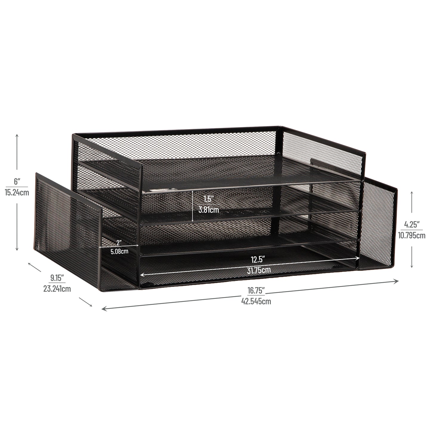 Mind Reader Desktop Organizer, File Storage, Paper Tray, Workspace, Office, Metal Mesh