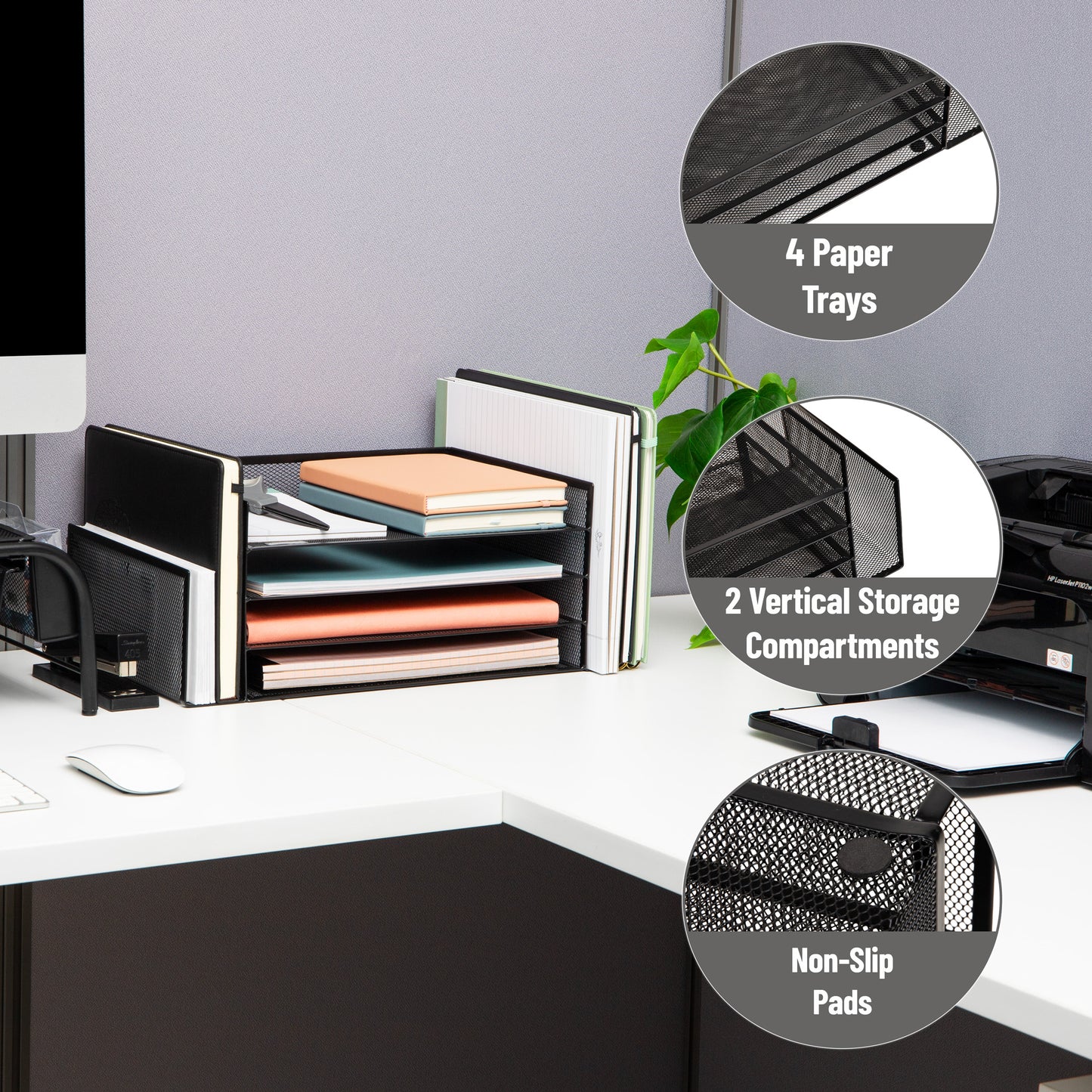 Mind Reader Desktop Organizer, File Storage, Paper Tray, Workspace, Office, Metal Mesh