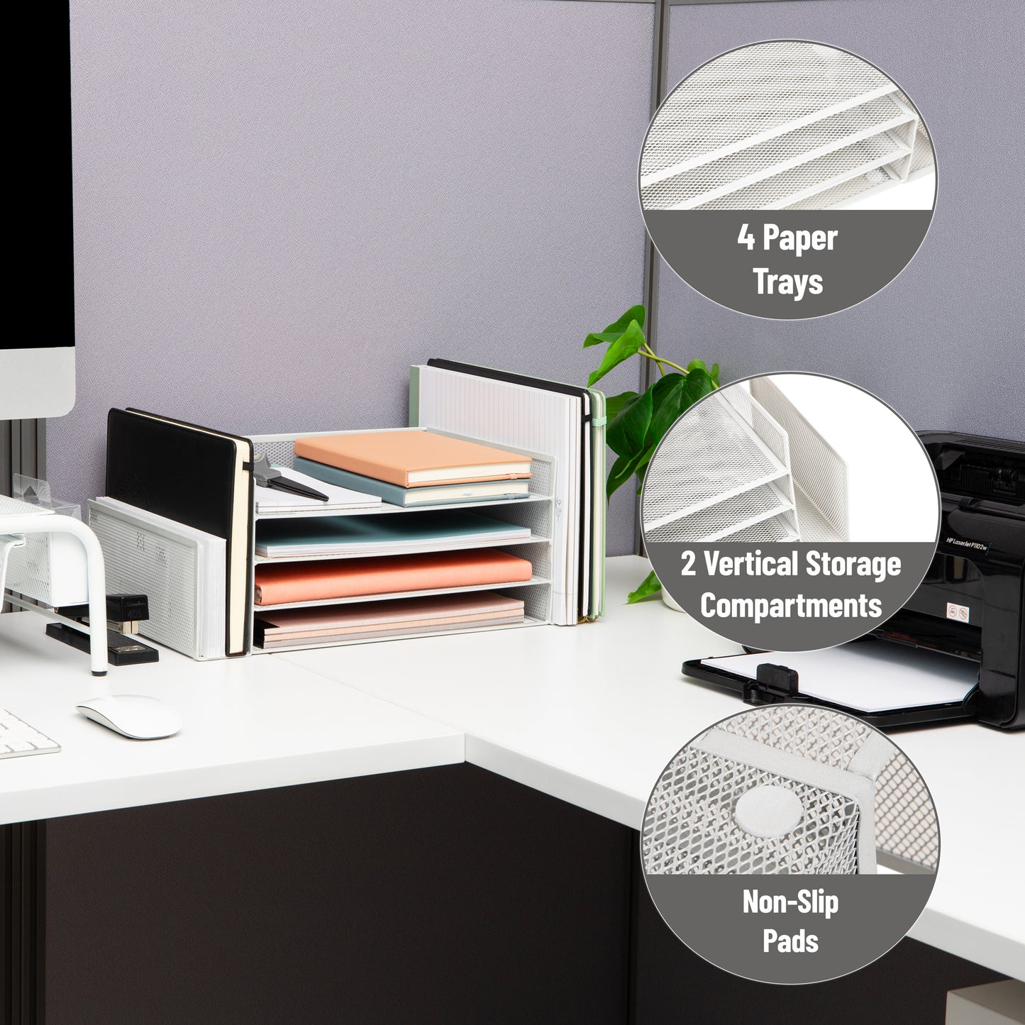 Mind Reader Desktop Organizer, File Storage, Paper Tray, Workspace, Office, Metal Mesh
