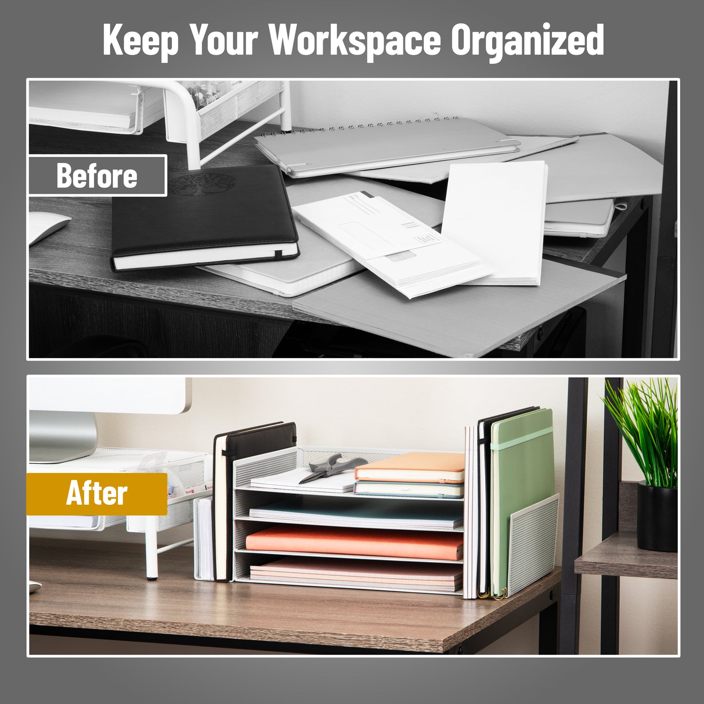 Mind Reader Desktop Organizer, File Storage, Paper Tray, Workspace, Office, Metal Mesh