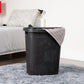 Mind Reader 50L Slim Laundry Hamper, Clothes Basket, Lid, Wicker Design, Plastic, 17.65"L x 13.75"W x 21"H