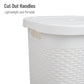 Mind Reader 50L Slim Laundry Hamper, Clothes Basket, Lid, Wicker Design, Plastic, 17.65"L x 13.75"W x 21"H