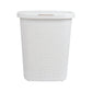 Mind Reader 50L Slim Laundry Hamper, Clothes Basket, Lid, Wicker Design, Plastic, 17.65"L x 13.75"W x 21"H