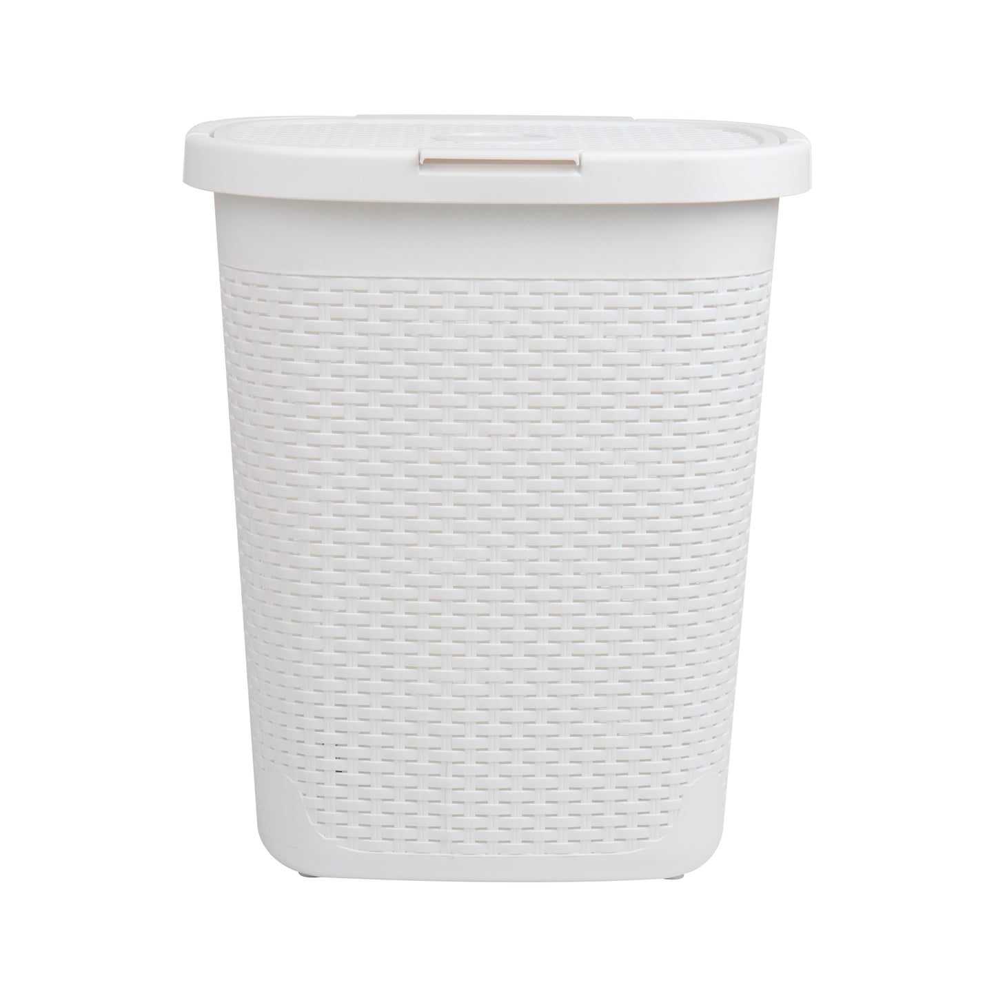 Mind Reader 50L Slim Laundry Hamper, Clothes Basket, Lid, Wicker Design, Plastic, 17.65"L x 13.75"W x 21"H
