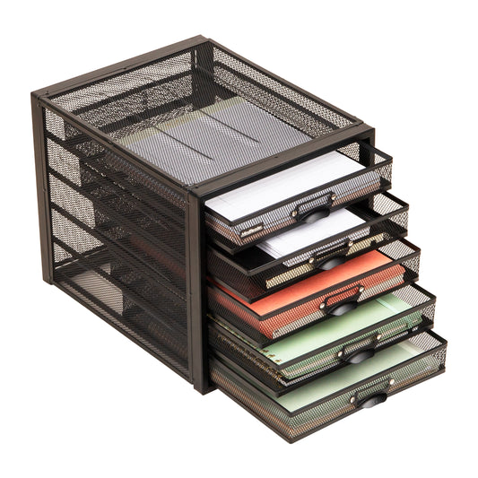 Mind Reader File Storage Drawers, Desk Organizer, Multi-Purpose, Crafts, Office, Metal Mesh, 11"L x 14"W x 11"H, Black