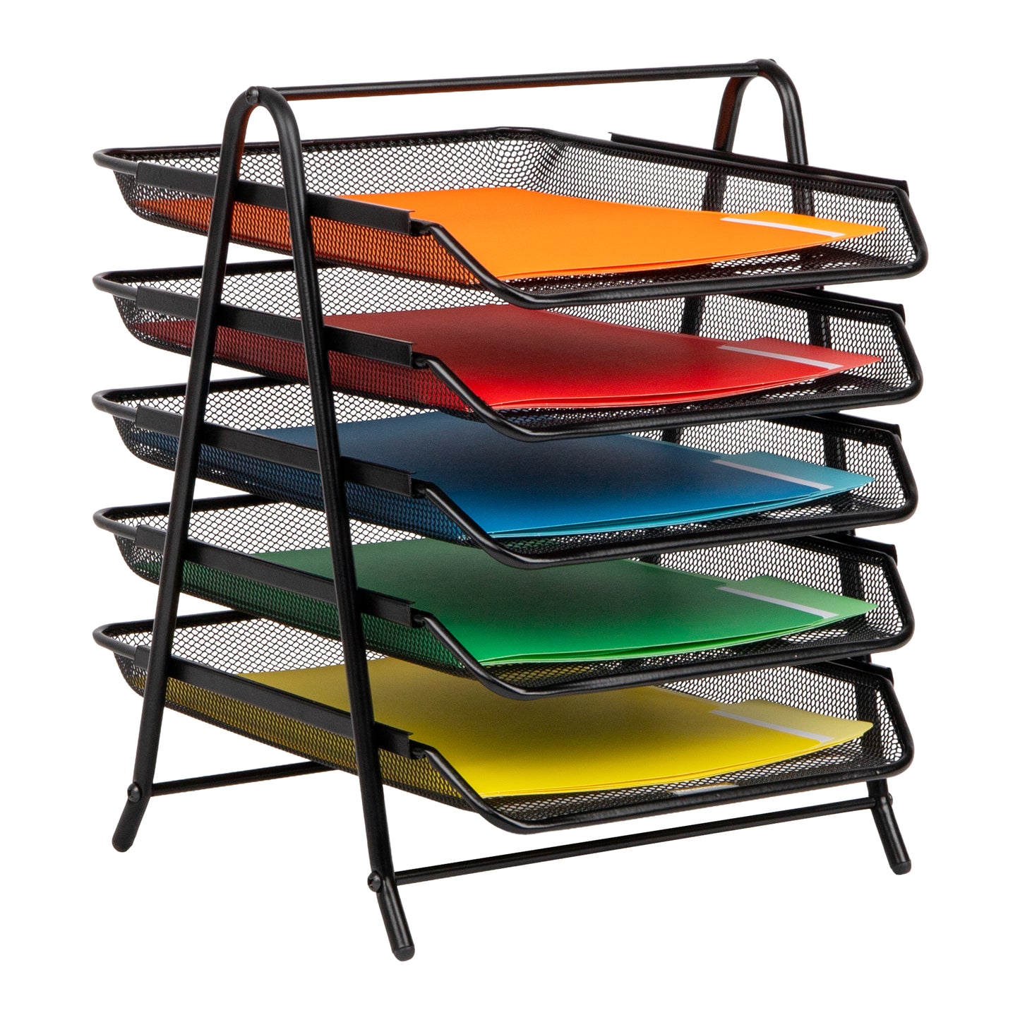 Mind Reader Paper Tray and File Folder Set, Desktop Organizer, Storage, Office, Metal Mesh, Black