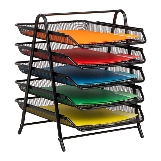 Mind Reader Paper Tray and File Folder Set, Desktop Organizer, Storage, Office, Metal Mesh, Black