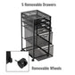 Mind Reader Multipurpose Rolling Storage Cart with Drawers, Office Organizer, Utility Cart, Metal Mesh, Black