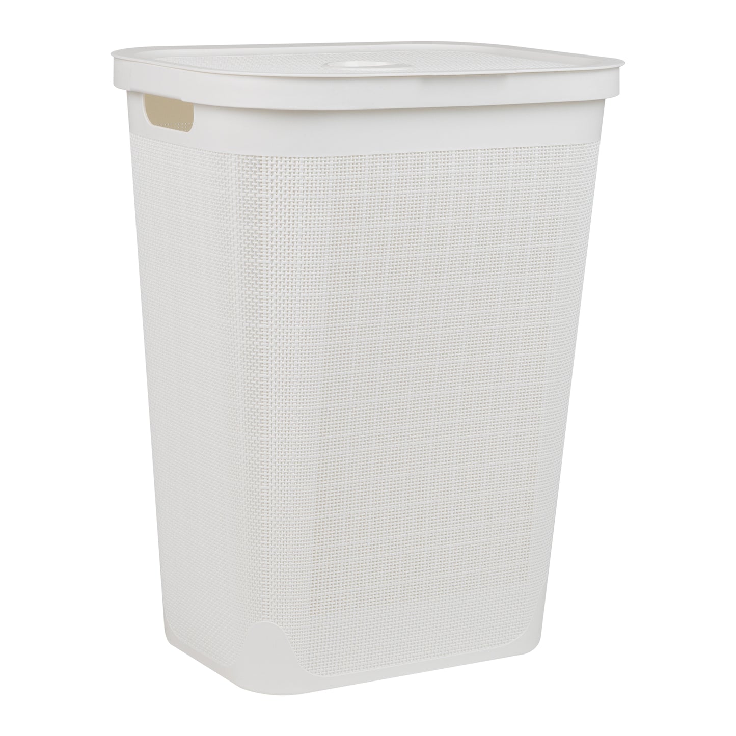 Mind Reader 60L Slim Laundry Hamper, Clothes Basket, Lid, Linen Design, Plastic, 18.25”L x 14.25”W x 23.5”H