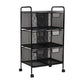 Mind Reader Multipurpose Rolling Cart with Drawers, Office Storage Organizer, Utility Cart, Metal Mesh, Black