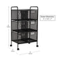 Mind Reader Multipurpose Rolling Cart with Drawers, Office Storage Organizer, Utility Cart, Metal Mesh, Black