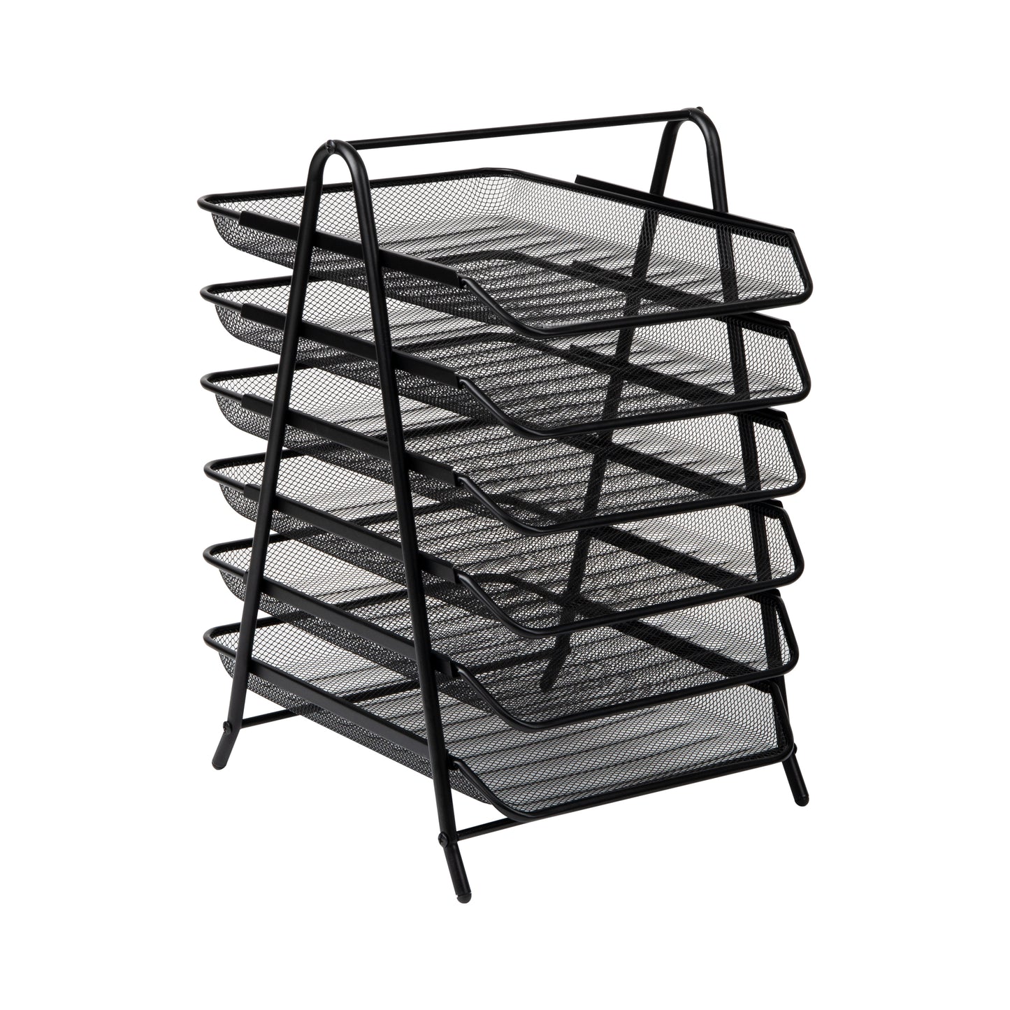 Mind Reader 6-Tier Paper Tray, Desktop Organizer, File Storage, Office, Metal Mesh, 11.75"L x 13.75"W x 18"H, Black