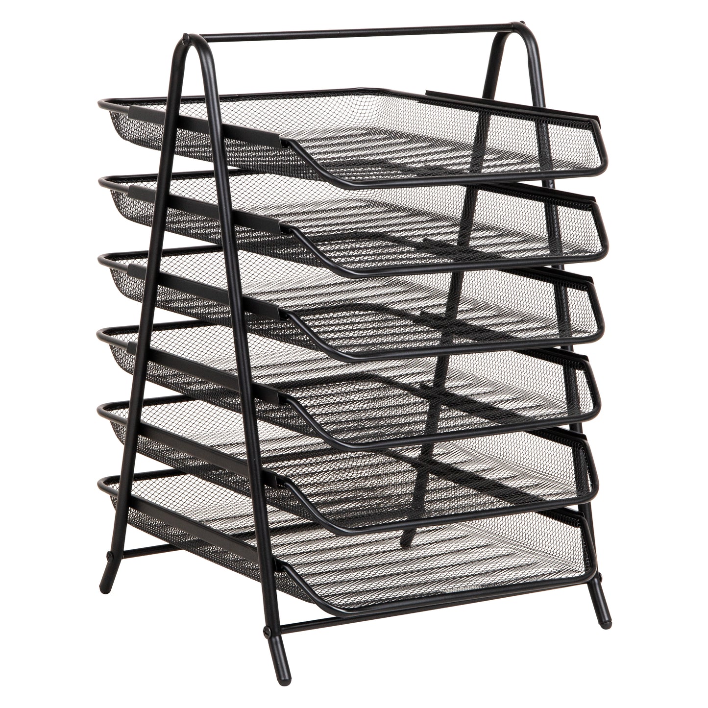 Mind Reader 6-Tier Paper Tray, Desktop Organizer, File Storage, Office, Metal Mesh, 11.75"L x 13.75"W x 18"H, Black