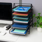 Mind Reader 6-Tier Paper Tray, Desktop Organizer, File Storage, Office, Metal Mesh, 11.75"L x 13.75"W x 18"H, Black