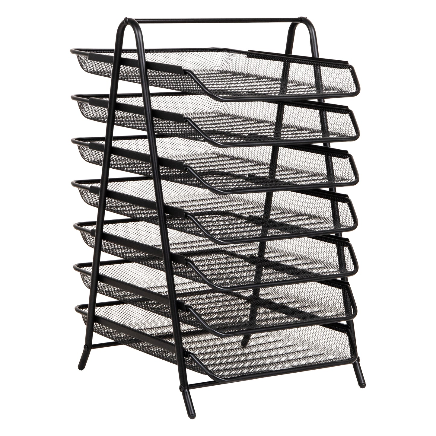 Mind Reader 7-Tier Paper Tray, Desktop Organizer, File Storage, Office, Metal Mesh, 11.75"L x 13.75"W x 20"H, Black