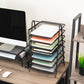 Mind Reader 7-Tier Paper Tray, Desktop Organizer, File Storage, Office, Metal Mesh, 11.75"L x 13.75"W x 20"H, Black