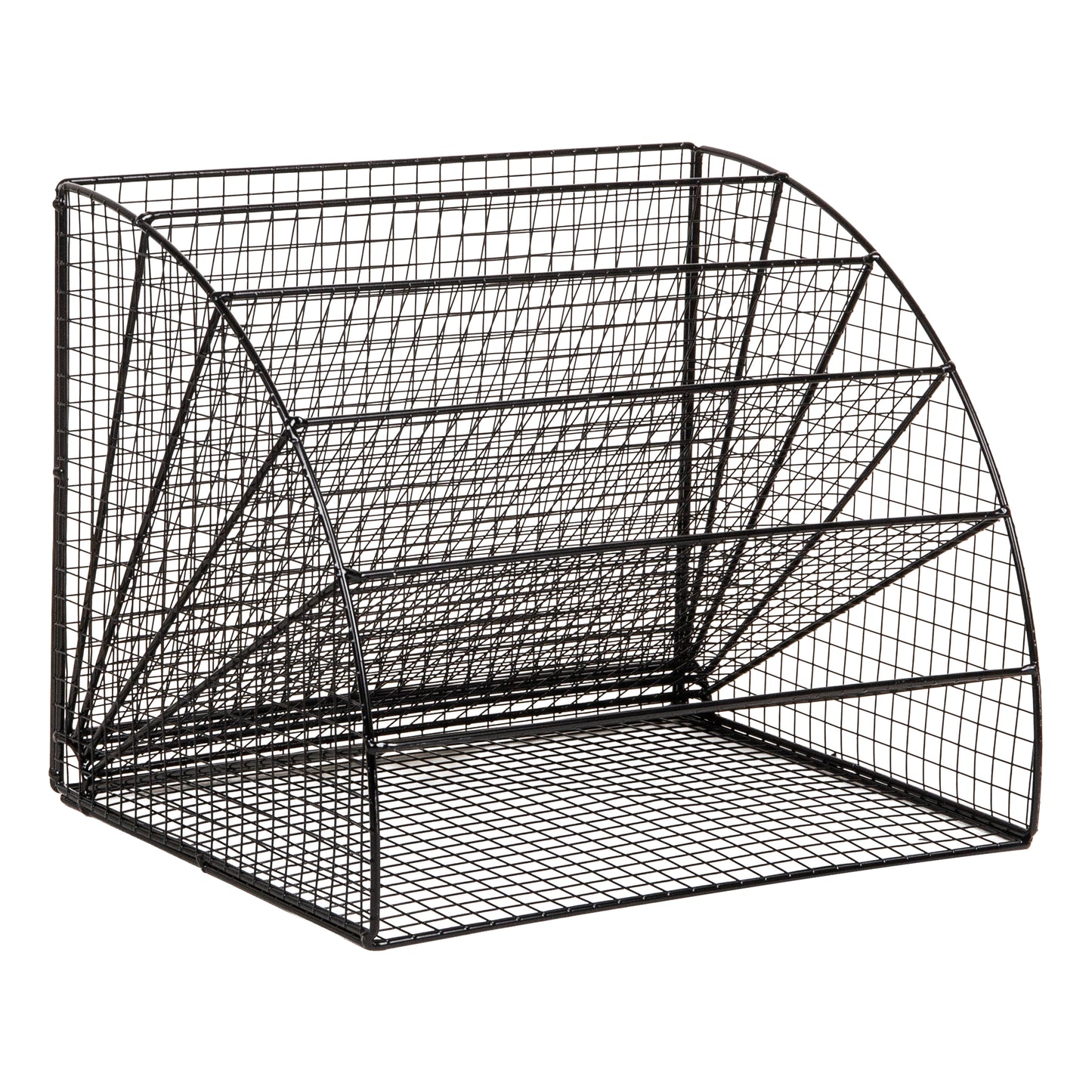 Mind Reader 6 Tier Fan Shaped Desktop File Organizer, Large Capacity Wire Document Holder for Office or Home, Black