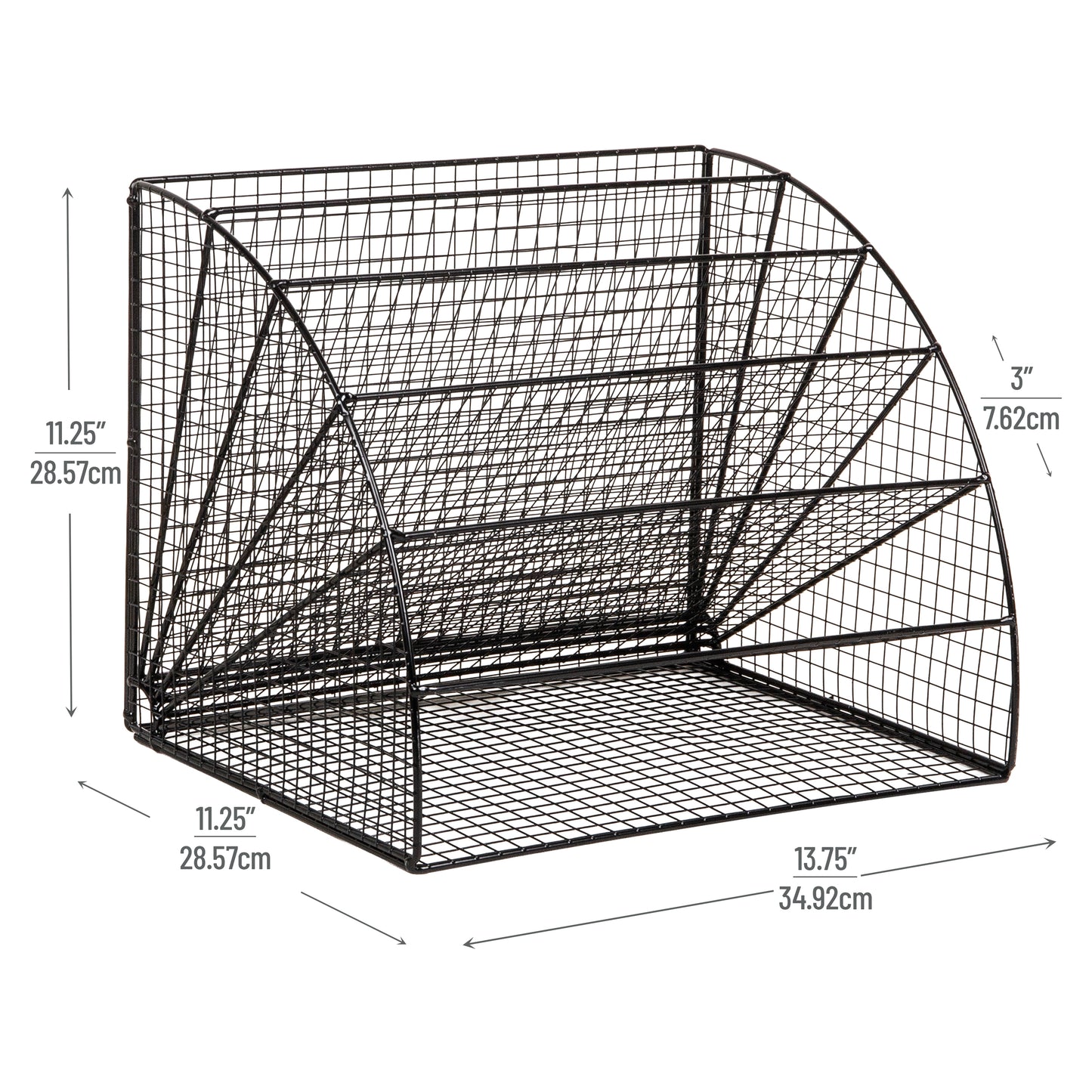 Mind Reader 6 Tier Fan Shaped Desktop File Organizer, Large Capacity Wire Document Holder for Office or Home, Black