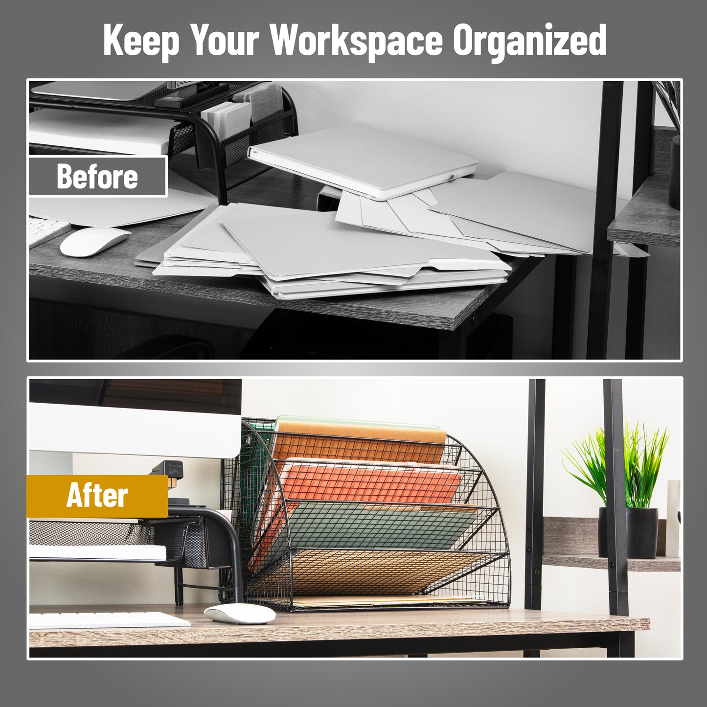 Mind Reader 6 Tier Fan Shaped Desktop File Organizer, Large Capacity Wire Document Holder for Office or Home, Black