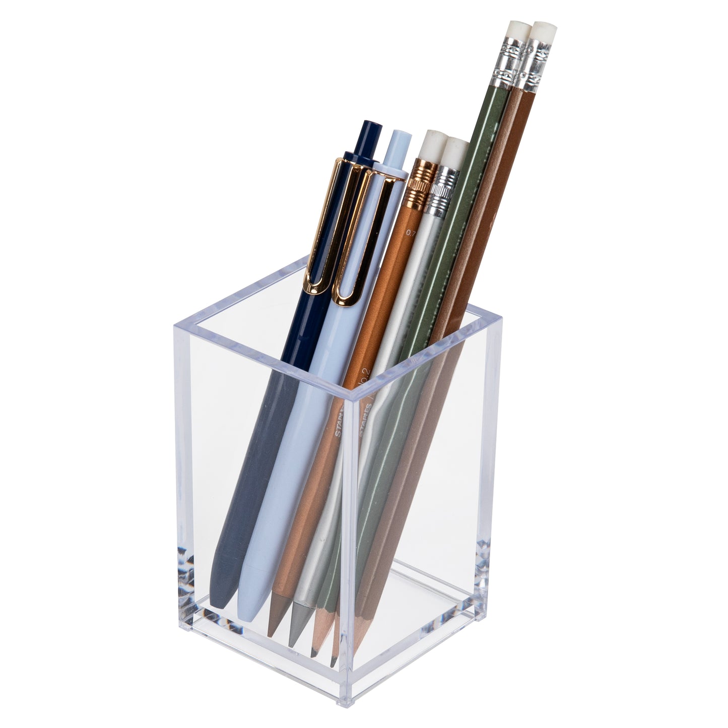 Mind Reader Pen Cup, Accessory Holder, Desktop Organization, Office, Acrylic, 2.5"L x 2.5"W x 4"H, Clear