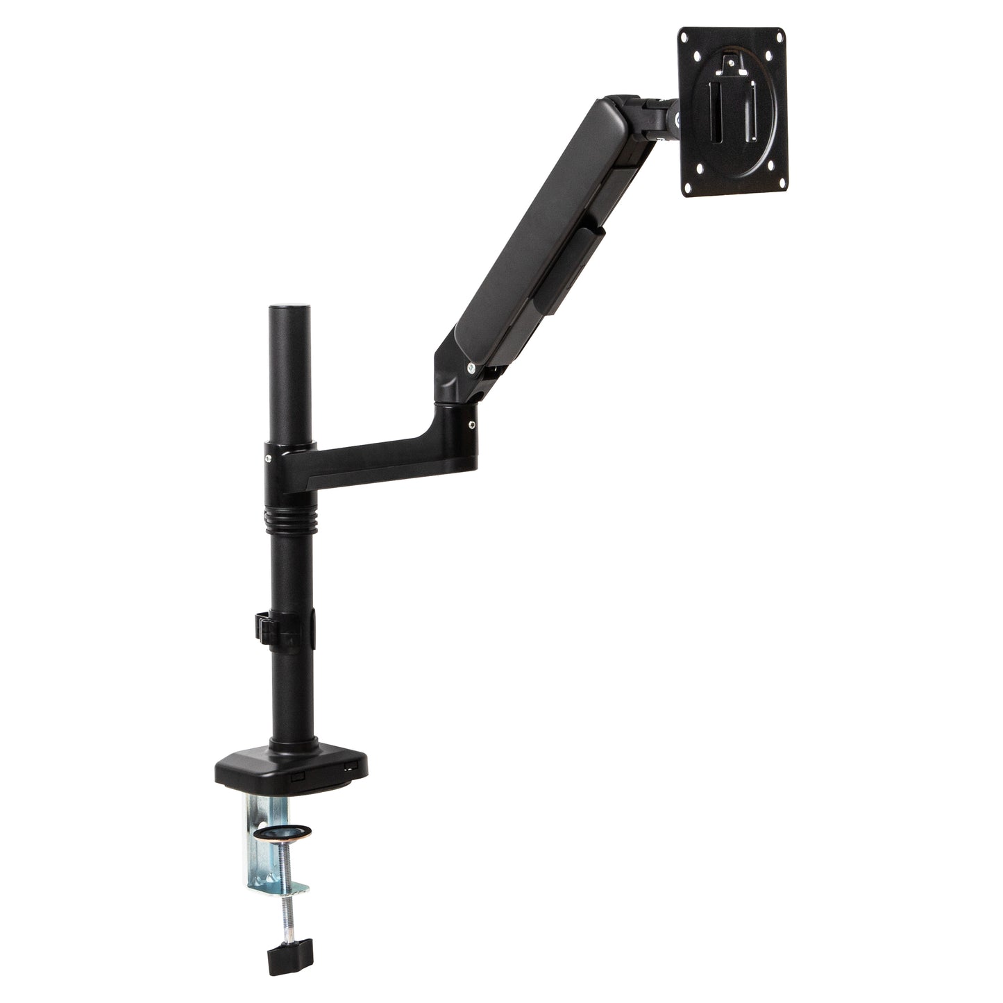 Mind Reader Single Monitor Arm for 13–32 Inch Screens, Gas Spring VESA Desk Mount, 180° Rotation, ±180° Swivel, ±65° Tilt, Integrated Cable Management, Holds up to 19.8 lbs, Black