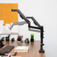 Mind Reader Dual Monitor Arm for 13–32 Inch Screens, Gas Spring VESA Desk Mount, ±180° Rotation, ±65° Tilt, ±180° Swivel, Holds up to 19.8 lbs Each,  Integrated Cable Management, Black