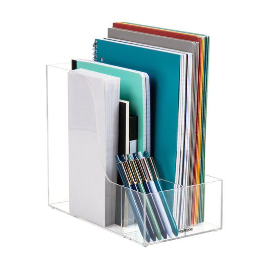 Mind Reader Vertical File Storage, Desktop Organizer, Magazine Holder, Office, Acrylic, 6"L x 11"W x 9.75"H, Clear