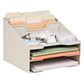 Mind Reader Desktop Organizer, Vertical File Holder, Paper Trays, Office, Plastic, 12.5"L x 11.75"W x 9.5"H, Beige